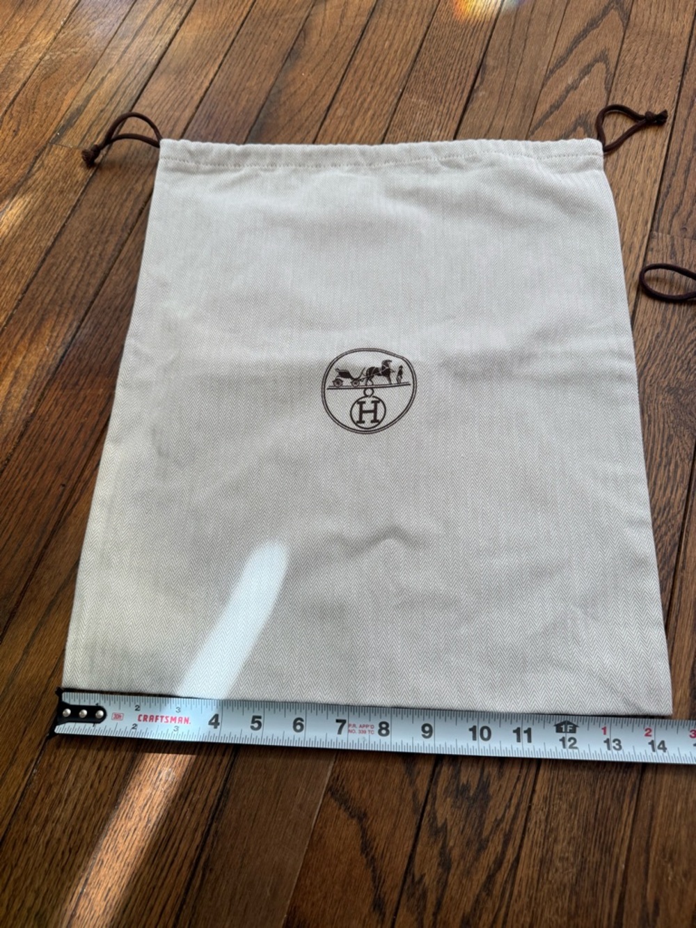 Hermes Cream Dust Bag with Drawstring for small bag